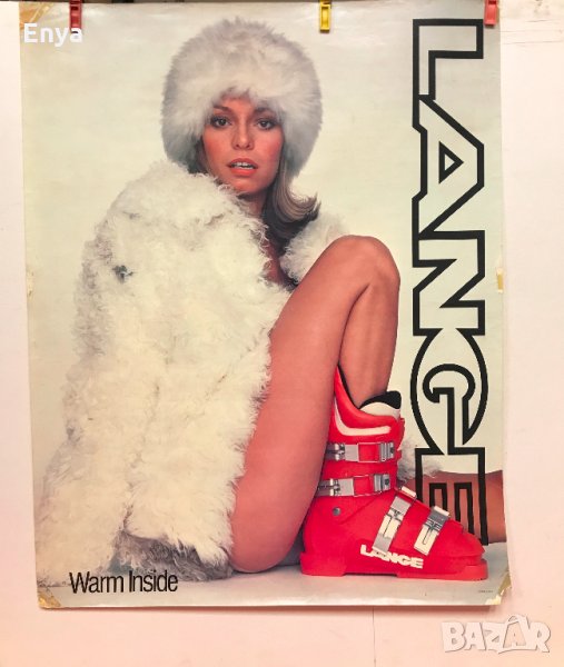 Vintage Плакат ( Постер ) LANGE GIRL CLASSIC SKI POSTER - WARM INSIDE - 1978, снимка 1