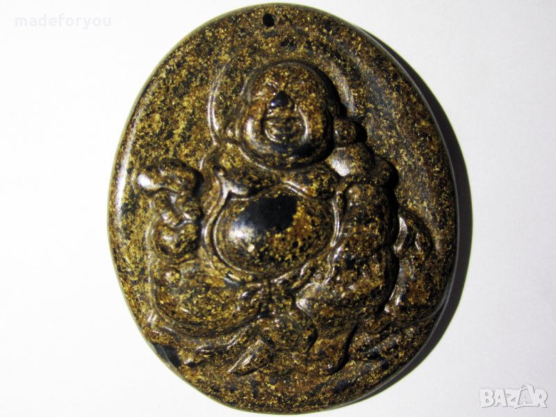 Буда медальон от естествен,натурален Бронзит 136.25 карата Индия, снимка 1