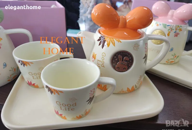 Луксозен комплект за кафе/капучино/ чай С ПОДНОС, снимка 1