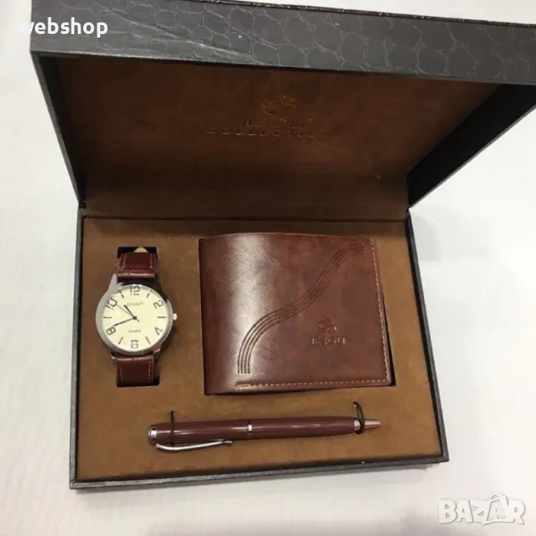 Луксозен Подаръчен комплект 3в1 - Часовник - Портфейл - Химикал, снимка 1