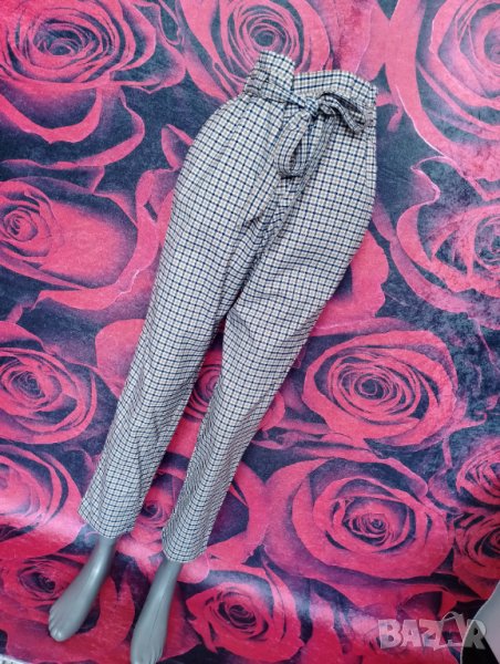 Широки панталони каре с висока талия и колан ХЛ, снимка 1