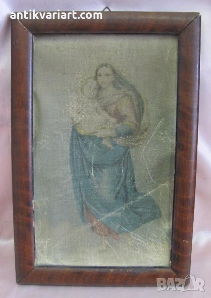 19 век Картина върху платно Мадона, снимка 1