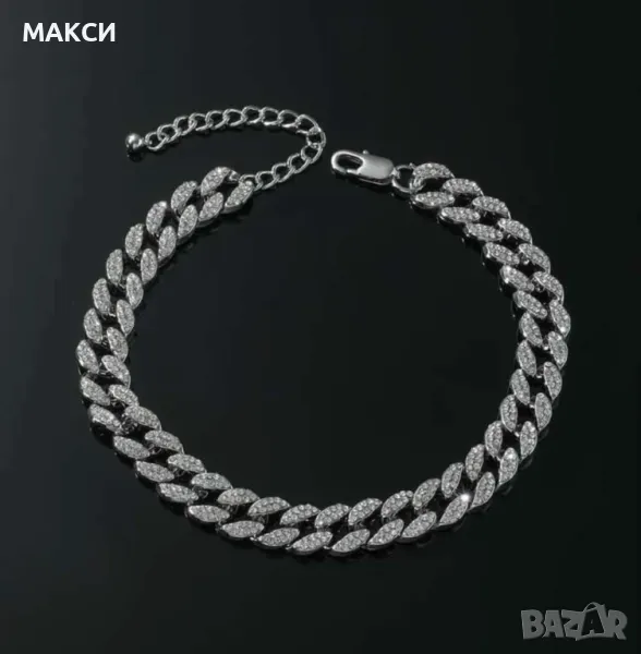 Модерна масивна гривна за крак в сребристо, снимка 1