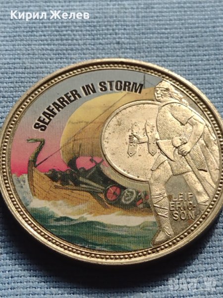 Сувенирна монета ВИКИНГСКИ ВОИН и КОРАБ 30194, снимка 1