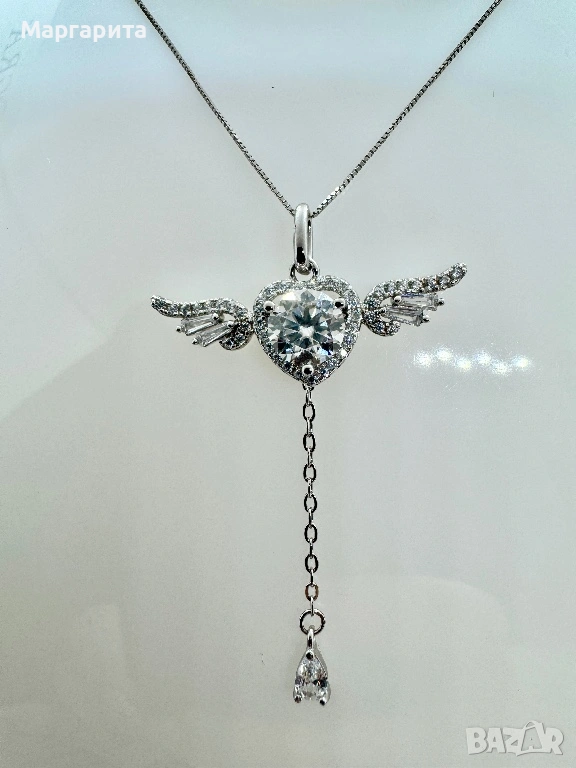 Сребърно колие с мойсанит (диамант) 1 карат, снимка 1