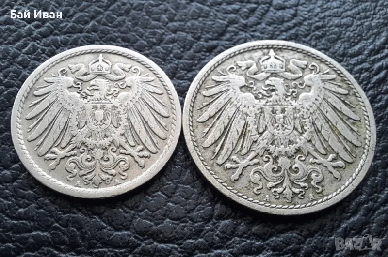 Стара монета/и 5 и 10 пфенига 1911 г. букви А - Германия-красиви !, снимка 1