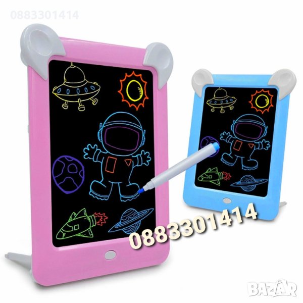 Дъска за рисуване, синя, с 10 книжки за оцветяване и 4 маркера, ярка, 30x27 см, снимка 1