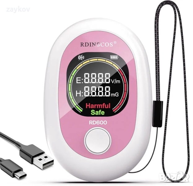 ЕМП измервател, акумулаторен детектор за електромагнитно полево излъчване с цветен дисплей, снимка 1