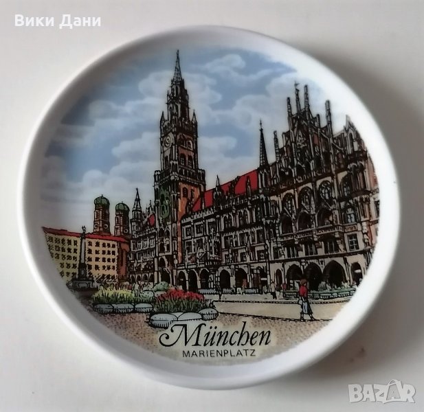 Мюнхен Мариенплац Порцелан чиния сувенир, снимка 1