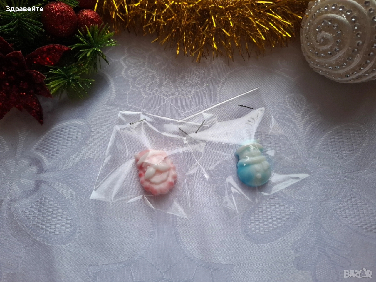 Малки коледни глицеринови сапунчета за подарък, снимка 1