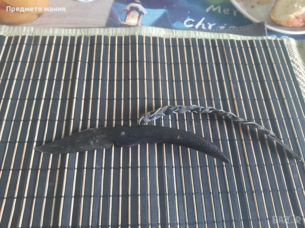 Старинно сгъваемо ножче сойка  – ръчна изработка, с патина, снимка 1