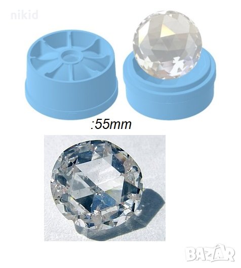 3D топче топка сфера фасетиран диамант кристал силиконов молд форма за изработка смола гипс шоколад, снимка 1