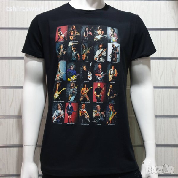 Нова мъжка музикална тениска с дигитален печат Китаристи, снимка 1