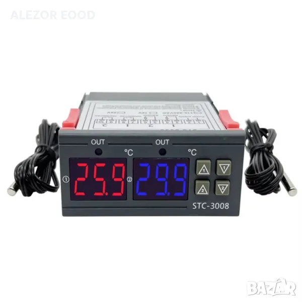 Терморегулатор двоен -55 до +120°C, захр.220VАC, 2 изх. 230VAC/10А NO, 4256, снимка 1
