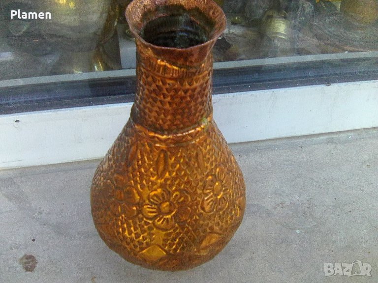 Стара кована медна ваза сувенир от Албания, снимка 1