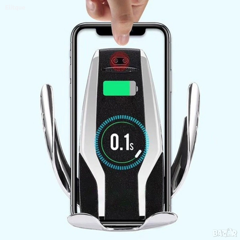 Поставка за телефон с вградено безжично зарядно за кола – Smart Sensor S6 ⚡, снимка 1