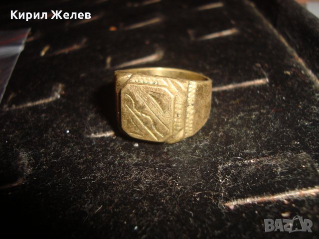 СТАР ПОЗЛАТЕН БРОНЗОВ ПРЪСТЕН ОРНАМЕНТИРАН РЪЧНО МАЙСТОРСКА АРТ ИЗРАБОТКА МАСИВЕН 20312, снимка 5 - Пръстени - 33846738