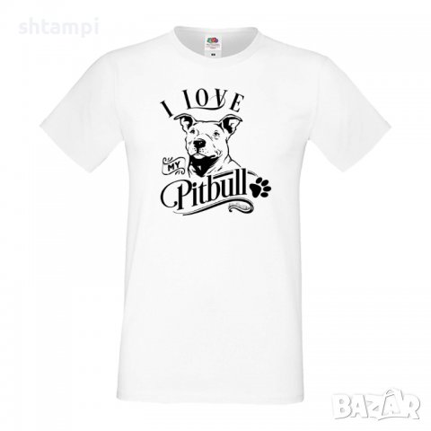 Мъжка тениска I Love My Pitbull Dog,Куче, животно,подарък,изненада