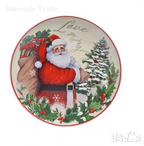 Коледен комплект Merkado Trade, 4бр.,Чинии за сервиране, Дядо Коледа, снимка 3 - Сервизи - 38552369