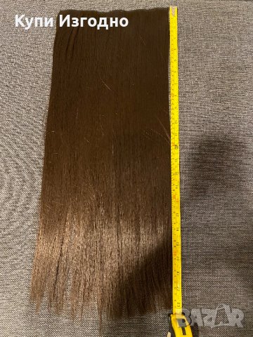 Екстеншън права кестенява коса ред с клипси 55см синтетика, снимка 8 - Продукти за коса - 38989816
