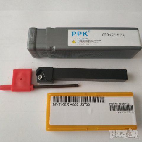 Комплект стругарски нож SER1212H16 с 10 пластини 16ER AG60 и ключ, снимка 4 - Други инструменти - 39888877