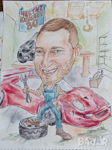 Карикатури върху тениска и хартия в рамк, снимка 5 - Други - 39876434