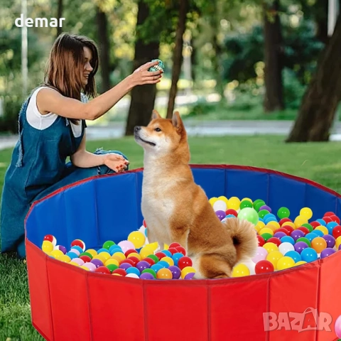 Бебешки басейн за топки, сгъваем, преносим детски басейн, червен 80 см, снимка 2 - Образователни игри - 52065996