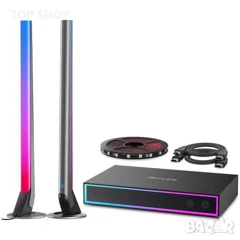 Комплект 2 RGBIC LED лампи + Govee H6601 AI Gaming Sync Box, AI светлинни ефекти, 3 HDMI