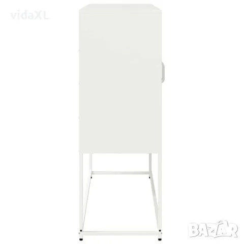 vidaXL Бюфет, бял, 100,5x39x107 см, студеновалцувана стомана, снимка 7 - Бюфети - 56148277