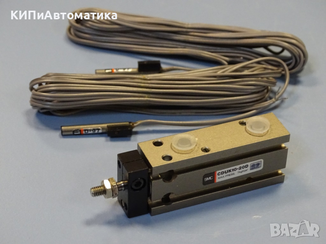 пневматичен цилиндър SMC CDUK10-20D + 2 сензора SMC D-97 indicator, снимка 8 - Резервни части за машини - 44601742