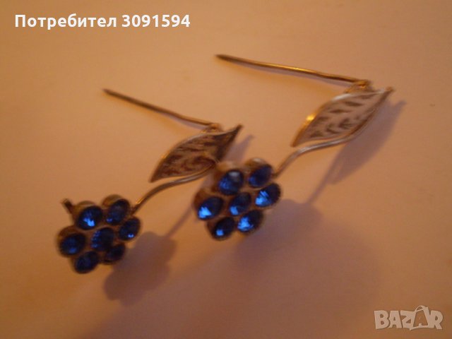 Две дамски брошки игли син кристал сребърно покритие , снимка 2 - Антикварни и старинни предмети - 35659894
