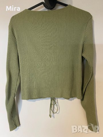 Zara къса блуза маслено зелена, снимка 5 - Блузи с дълъг ръкав и пуловери - 42629194