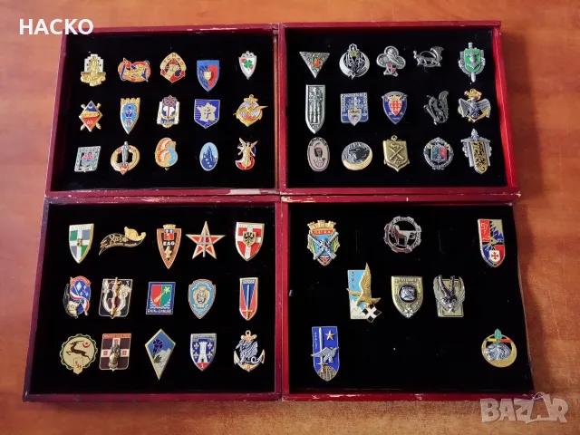 Колекция от 59 броя Френски Военни Значки Произведени от Известната Компания Arthus-Bertrand 