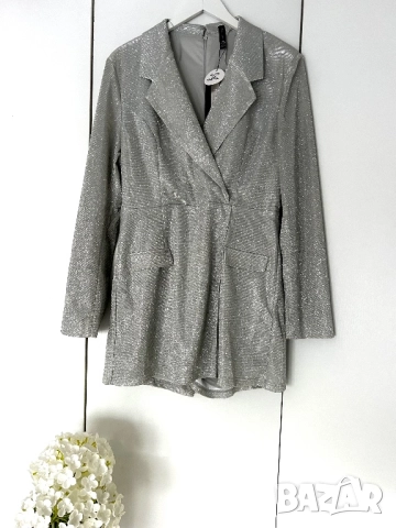 Разпродажба Официален блейзър гащеризон с блестяща сребриста нощна Нов