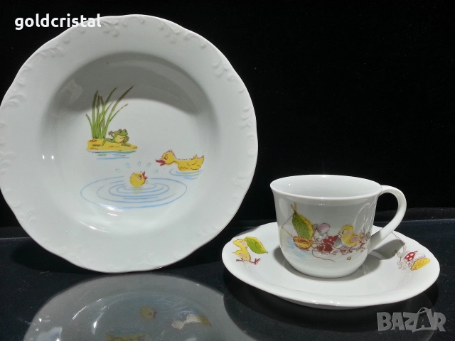 български порцелан детски комплект , снимка 3 - Антикварни и старинни предмети - 52780262