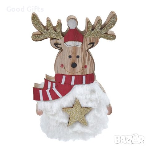 3 броя Дървени коледни фигурки за Коледна украса, XMAS, Снежен човек и Елен, снимка 5 - Декорация за дома - 42704551
