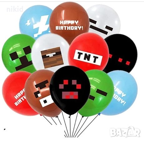 TNT Minecraft Майнкрафт Обикновен надуваем латекс латексов балон парти хелий или газ, снимка 4 - Други - 27848756