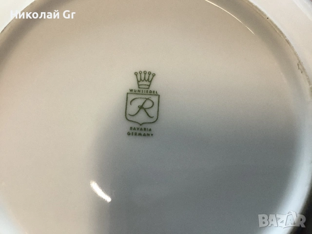 Порцеланова чиния производство Германия1960 години отличен състояние  ръчно рисувана скица, снимка 3 - Антикварни и старинни предмети - 53913275