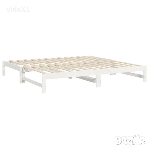 vidaXL Разтегателно дневно легло, бяло, 100x200 см, бор масив, снимка 7 - Спални и легла - 56147952