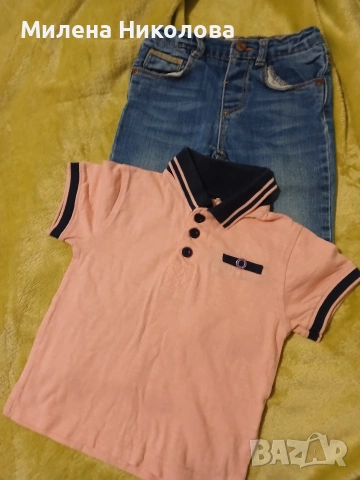 Дънки Зара с 2 блузки подарък, снимка 2 - Комплекти за бебе - 53929577