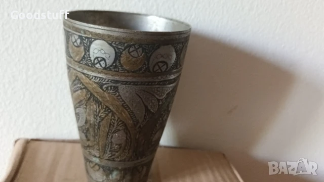 Османска,чаша,бокал,рьчно рисувана,гравюри,бронз, 3 цвята, снимка 3 - Антикварни и старинни предмети - 50586386