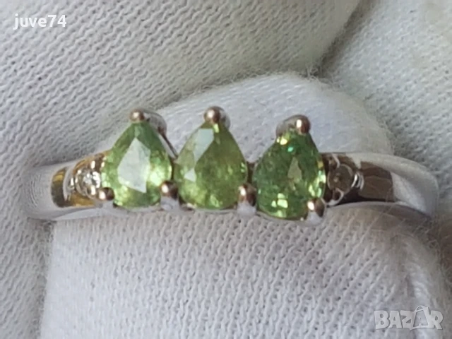 СРЕБЪРЕН ПРЪСТЕН С ДЕМАНТОИД (МАДАГАСКАР) СЕРТИФИКАТ