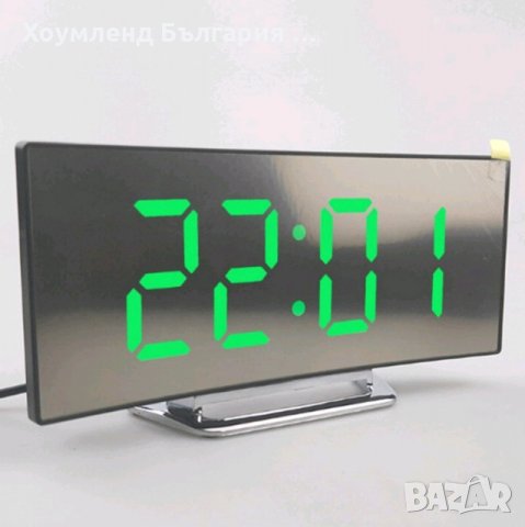 Настолен дигитален огледален часовник с LED цифри, термометър и аларма, снимка 4 - Други - 29413071