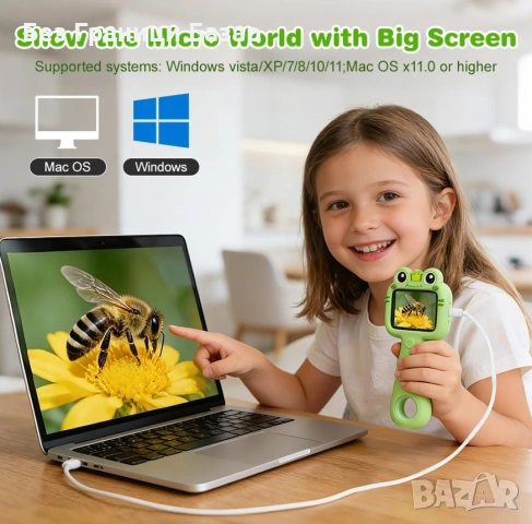 Нова Детска ендоскоп камера 1080P с екран и LED светлина STEM играчка бороскоп, снимка 6 - Образователни игри - 54345663