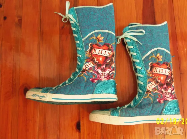 Ed Hardy оригинални дамски кецове UK7,5 /41, снимка 6 - Кецове - 56188081