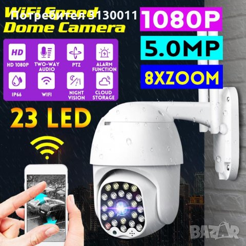  1080P 24LED диода WIFI  Нови Куполна PTZ Камера  2MP