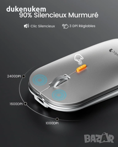 Безжичен комплект клавиатура и мишка за Mac – AZERTY, Bluetooth, снимка 4 - Клавиатури и мишки - 53382101