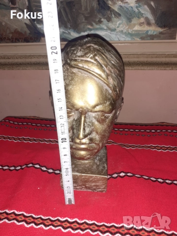 Страхотен бюст на Хитлер от лят бетон с цвят бронз, снимка 6 - Антикварни и старинни предмети - 52528114