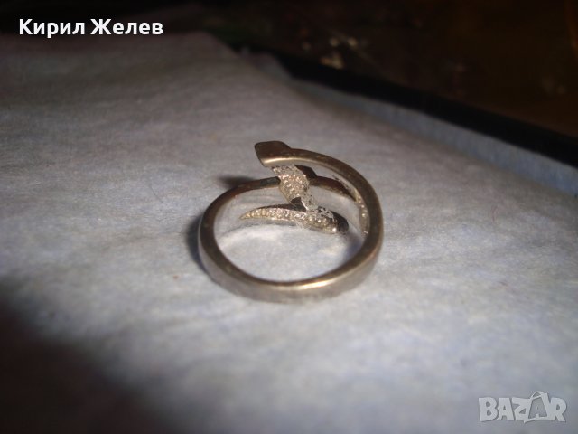 СТИЛЕН МОДЕН АРТ ПРЪСТЕН с БЯЛА ПОЗЛАТА и ЦИРКОНЧЕТА 8788, снимка 8 - Пръстени - 37463804