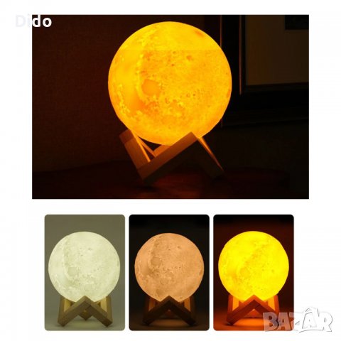 Арома дифузер с LED лампа – с формата на луна, снимка 5 - Настолни лампи - 38215249